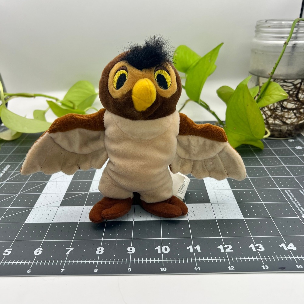 Vintage Disney Store Winnie the Pooh Owl Bean Bag Plush Brown Tan 7 Inch Toy